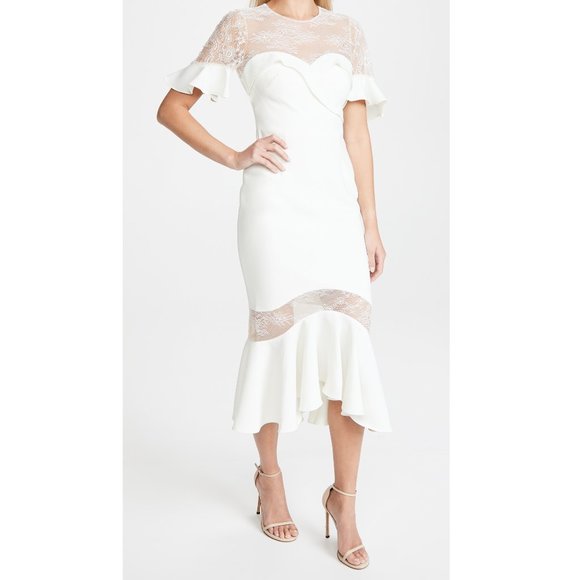 NWT Marchesa Notte White Midi Dress $595 - Picture 4 of 6
